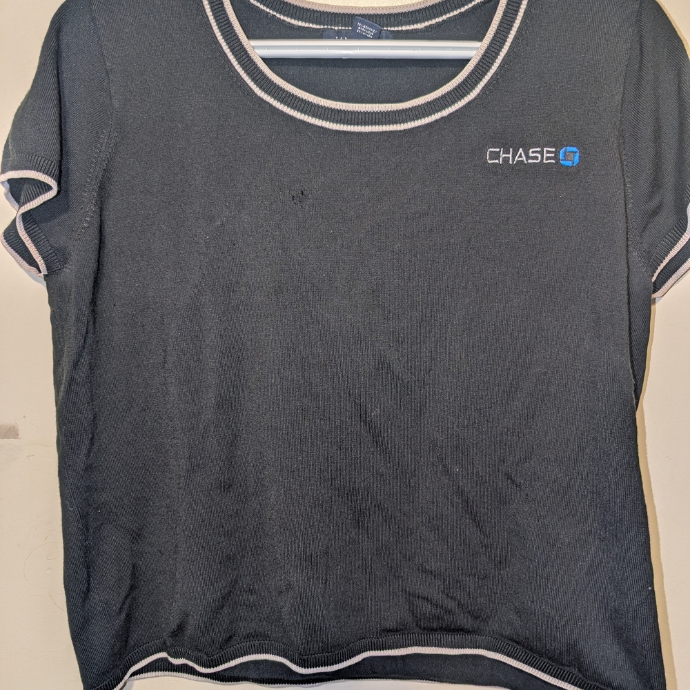 Lands' End Chase Women's Black Tee with White Trim